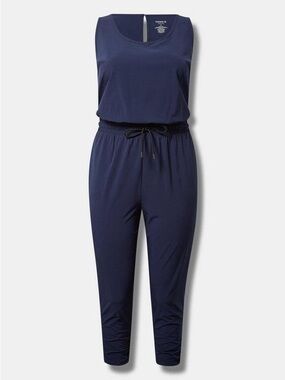 Torrid Stretch Woven Active Full Length Jumpsuit With Surplice Back